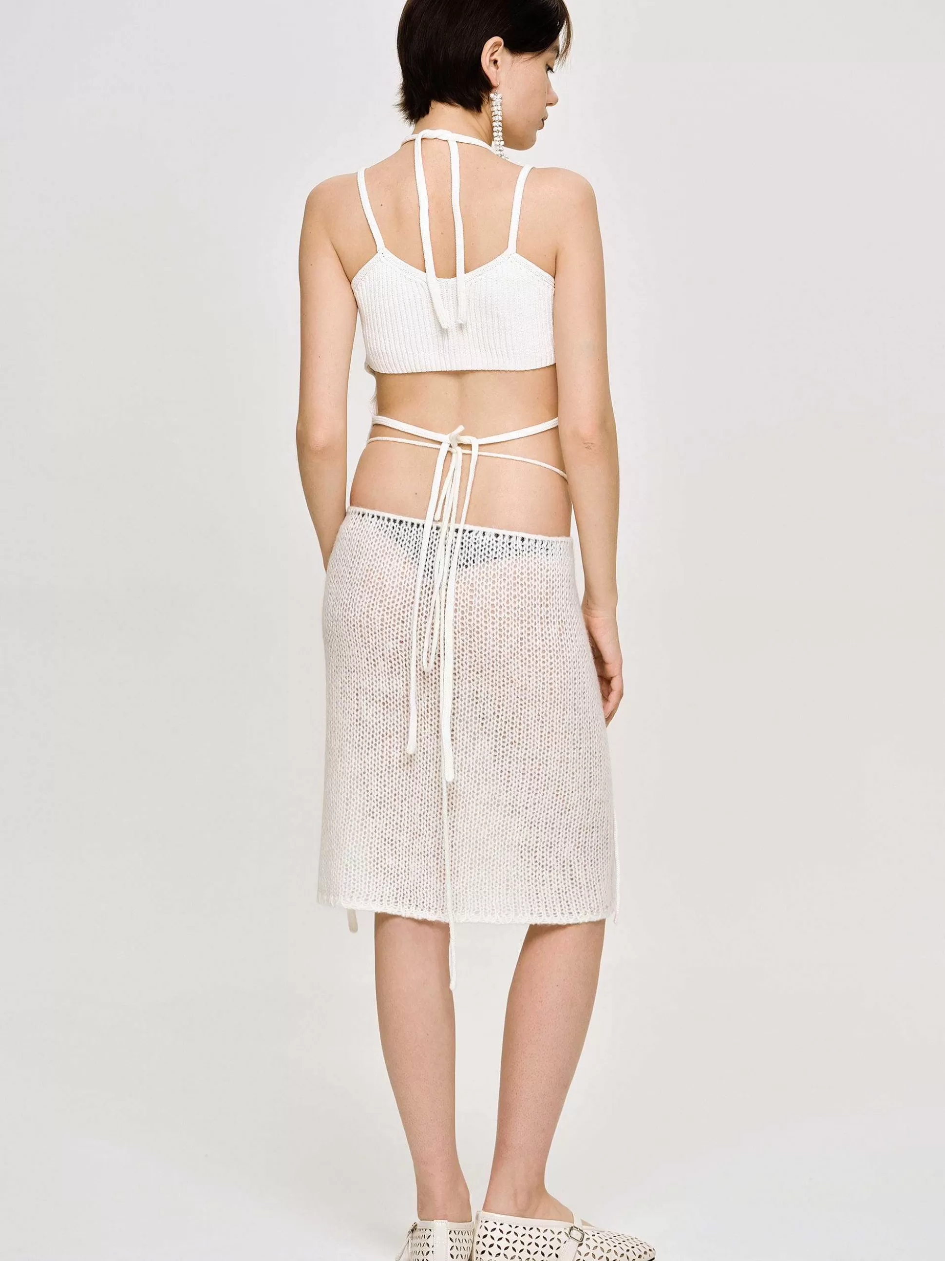 Women Source Unknown Knitwear-Semi-Sheer Knit Skirt, Birch