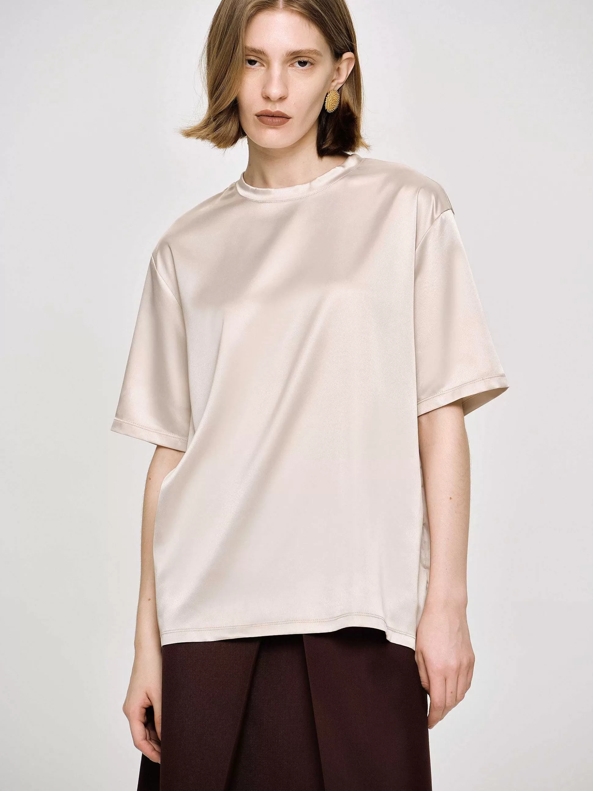 Women Source Unknown Accessories-Silky Satin T-Shirt, Pink
