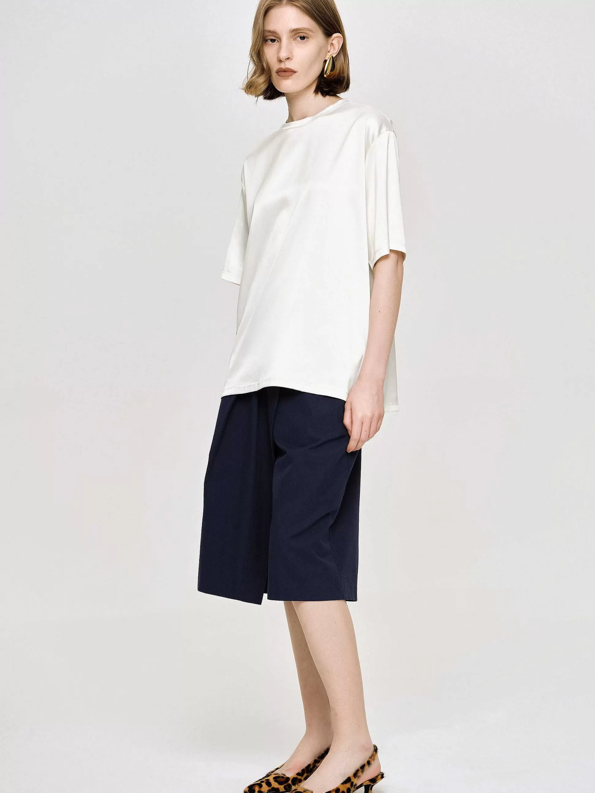 Women Source Unknown Accessories-Silky Satin T-Shirt, White