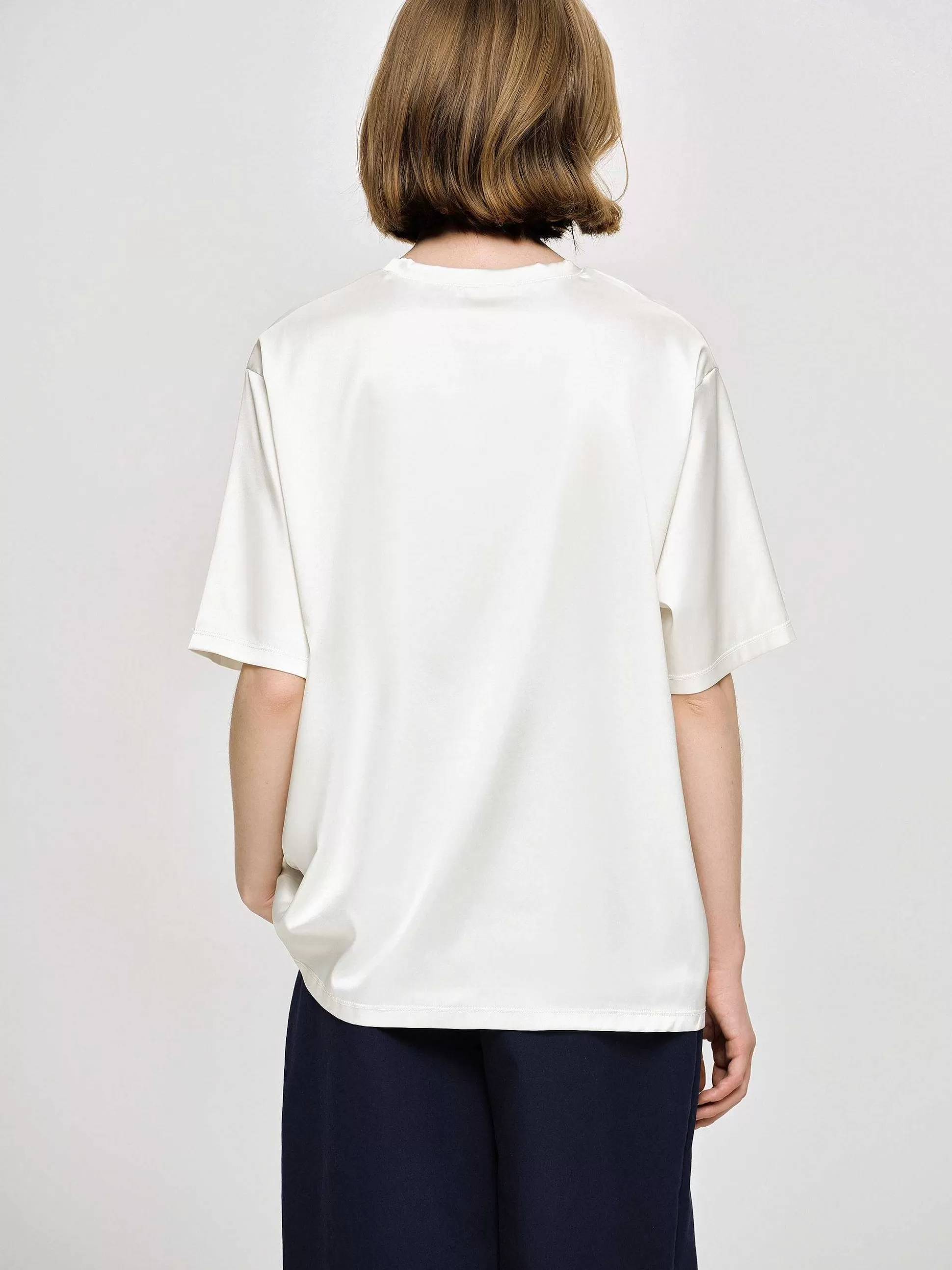 Women Source Unknown Accessories-Silky Satin T-Shirt, White