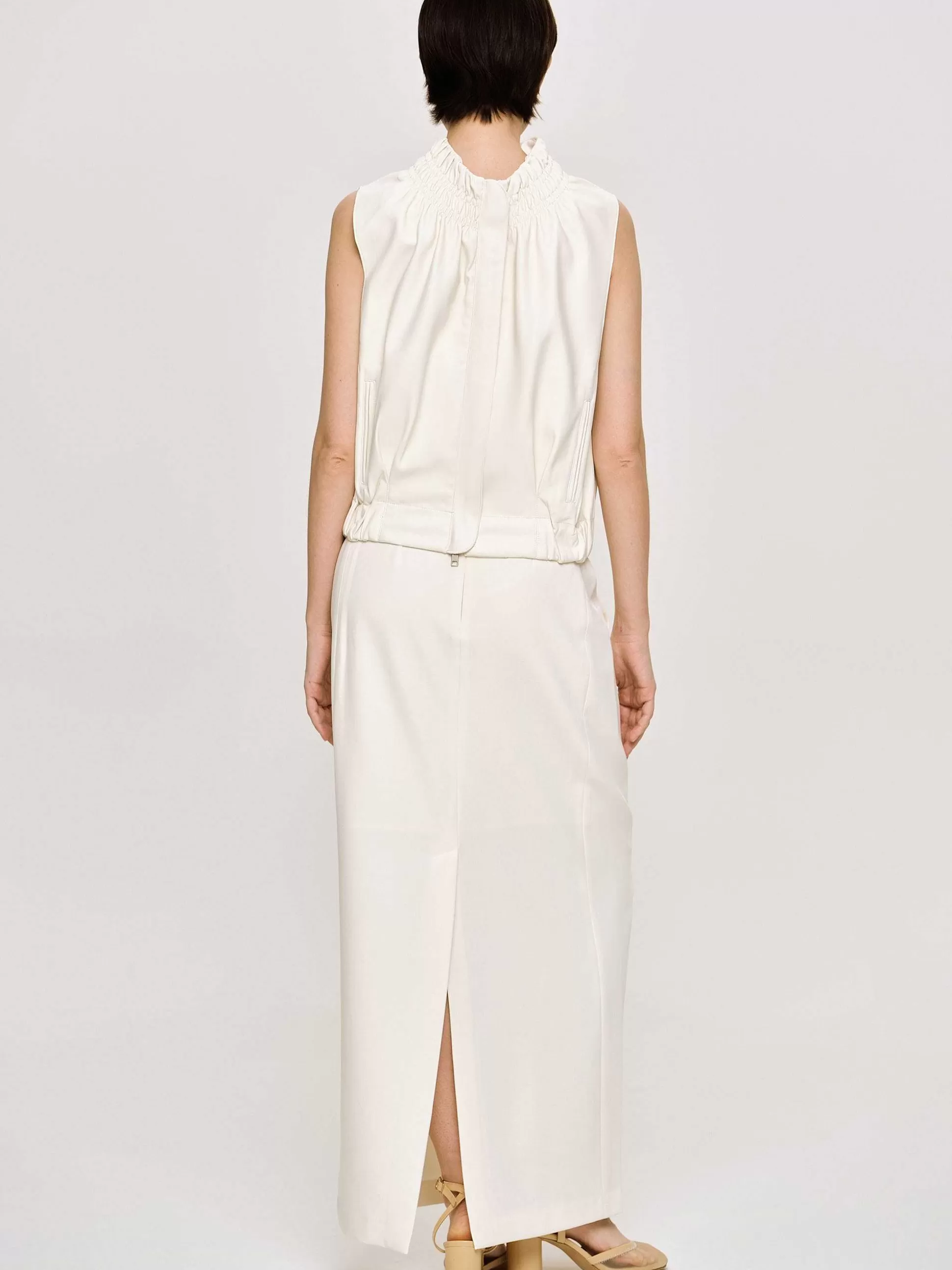 Women Source Unknown Accessories-Sleeveless Leather Top, Ivory