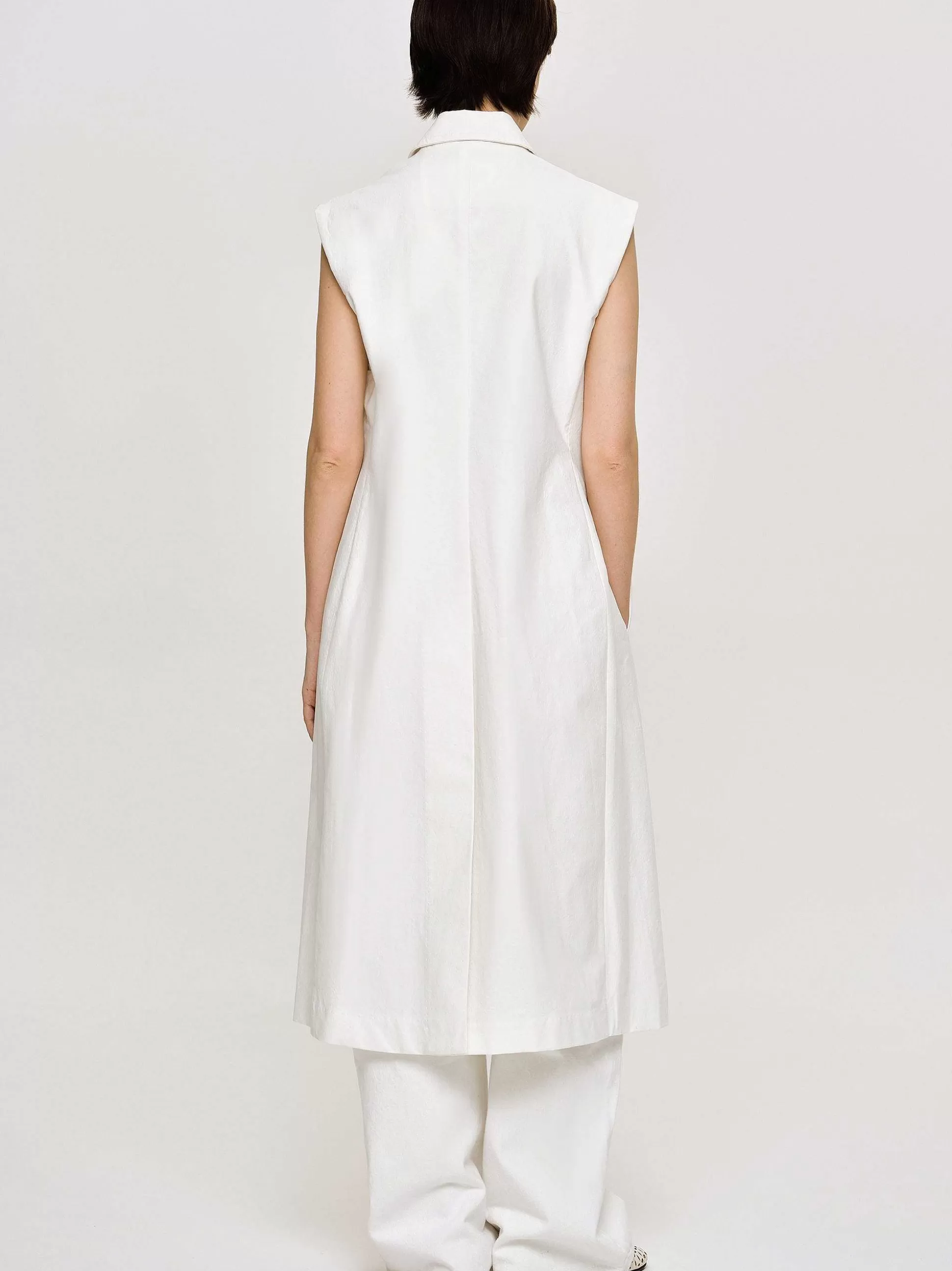 Women Source Unknown Clothing-Sleeveless Long Blazer, White