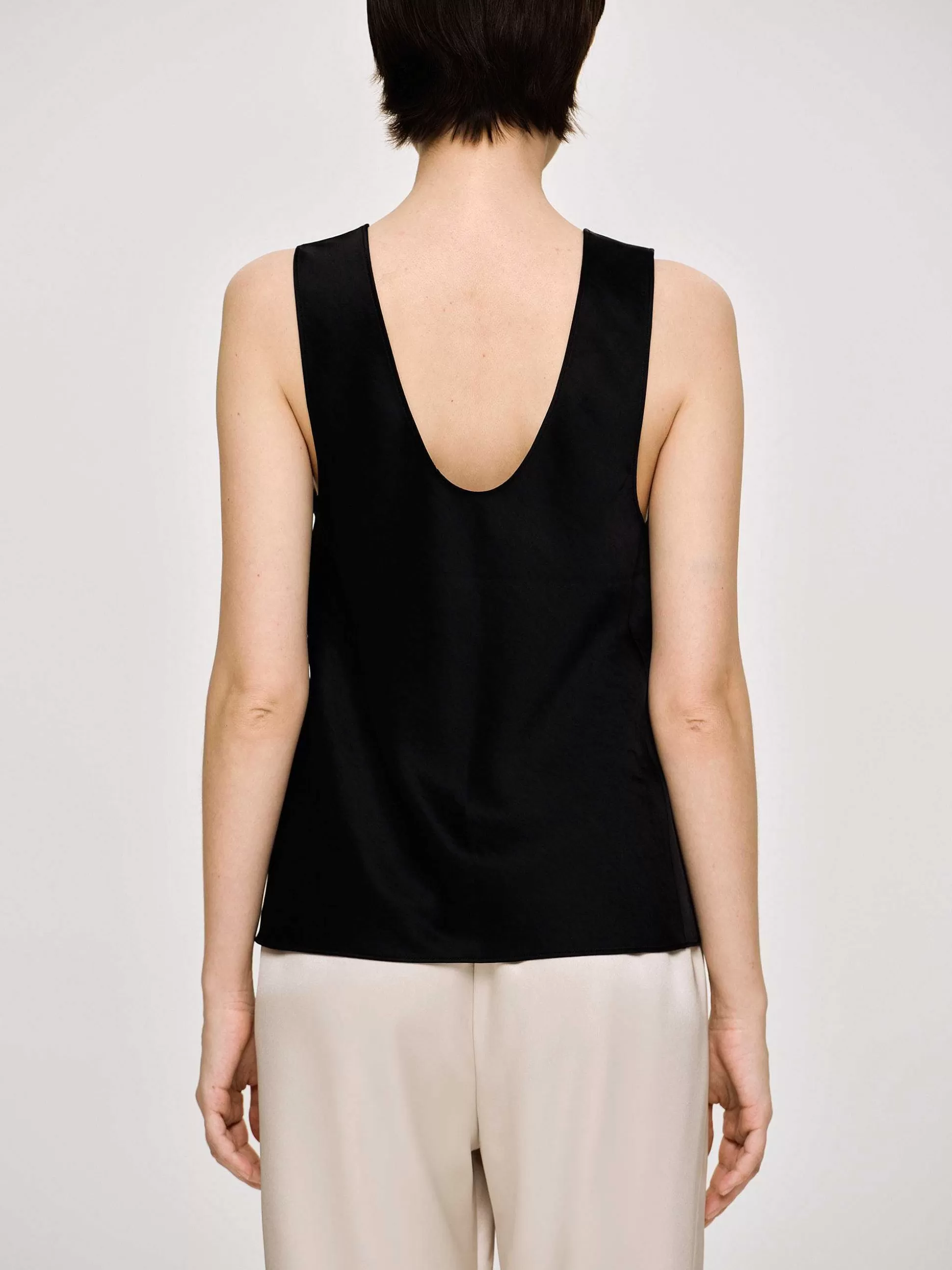 Women Source Unknown Accessories-Sleeveless Satin Top, Black