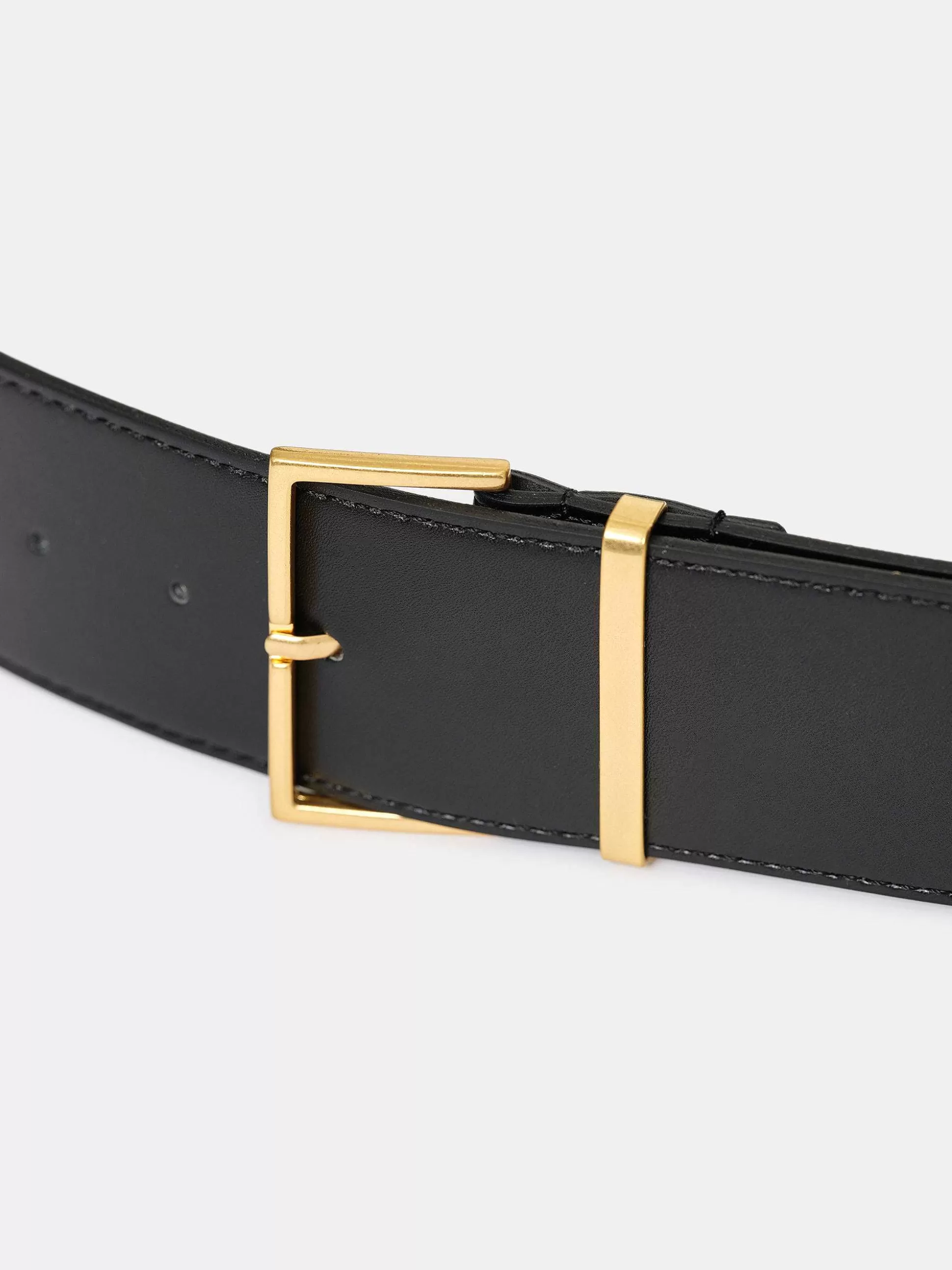 Women Source Unknown Accessories-Square Buckle Belt, Black