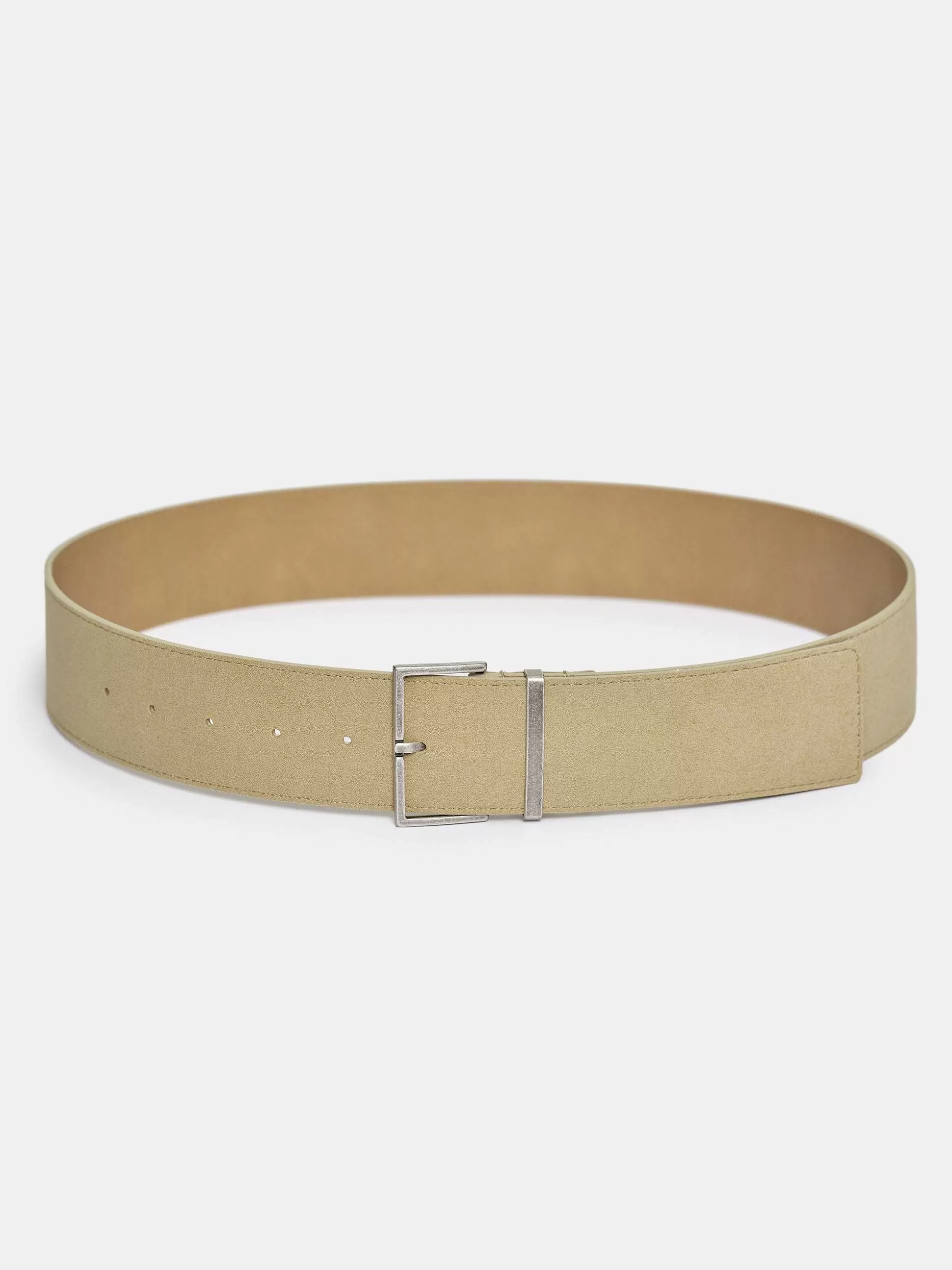 Women Source Unknown Accessories-Square Buckle Suede Belt, Nougat
