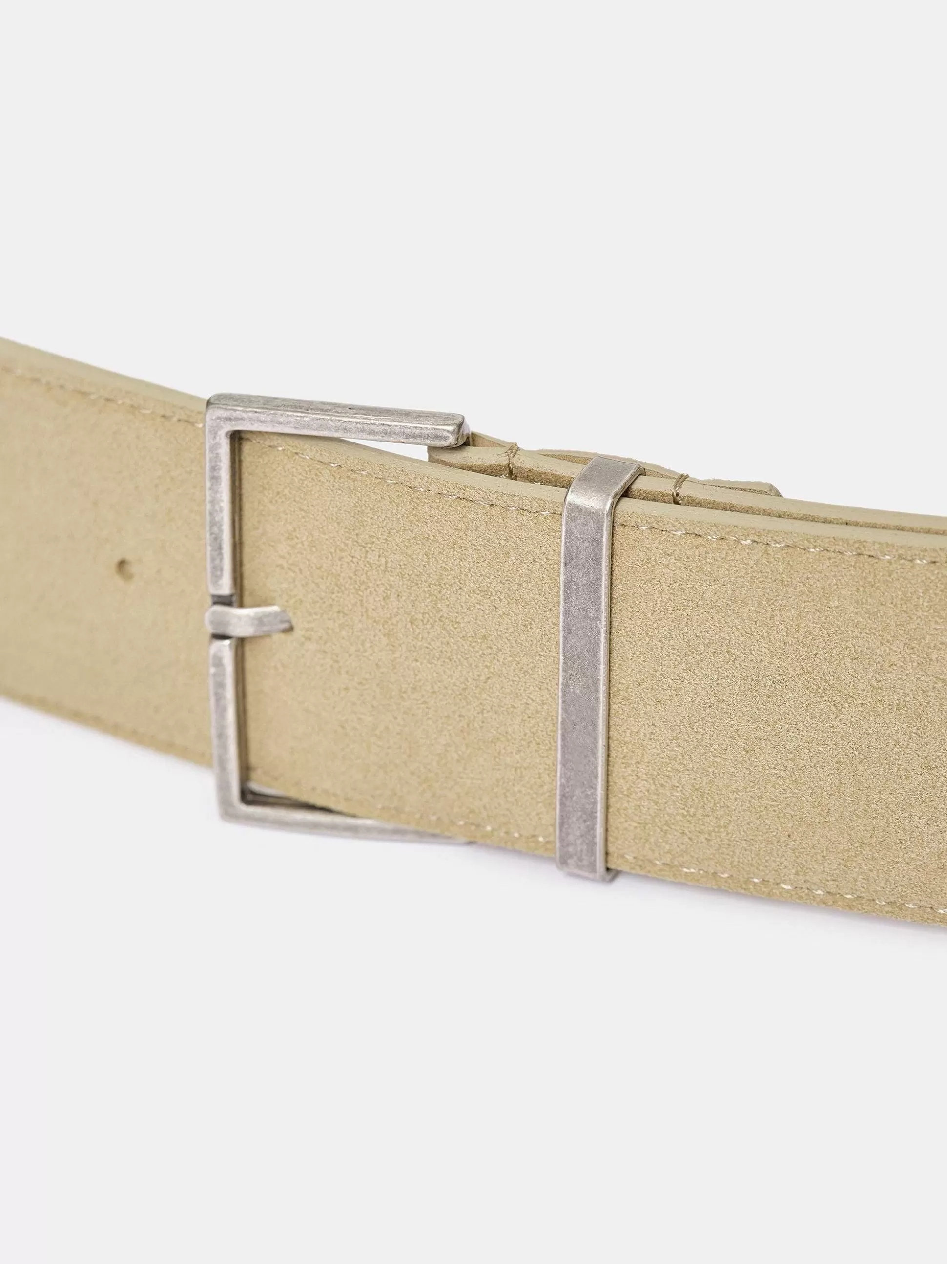 Women Source Unknown Accessories-Square Buckle Suede Belt, Nougat