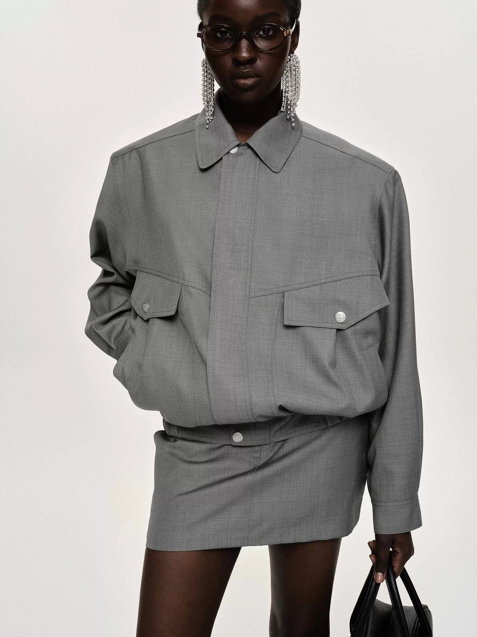 Women Source Unknown Accessories-Suit Bomber Jacket, Dove