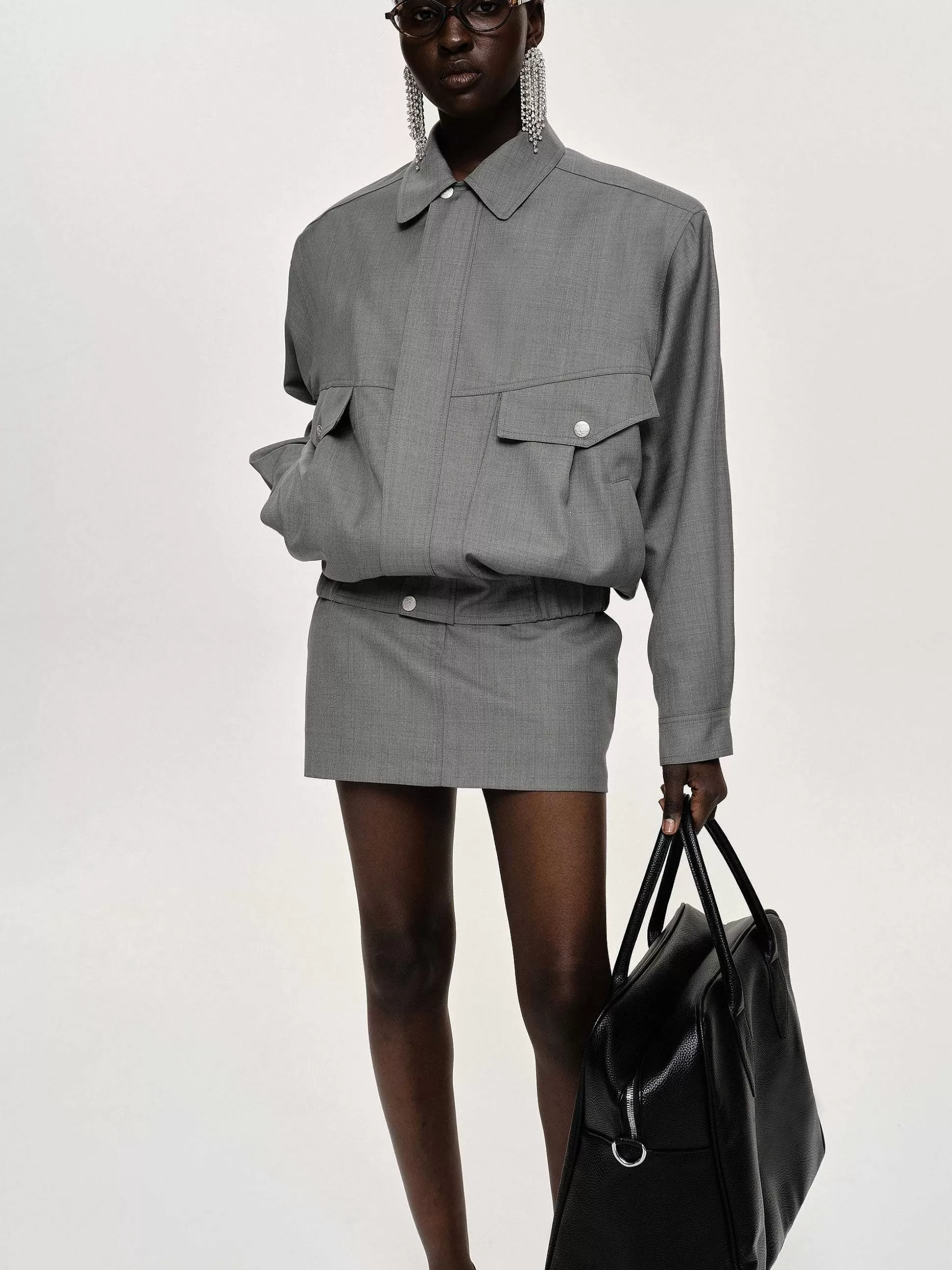Women Source Unknown Accessories-Suit Bomber Jacket, Dove