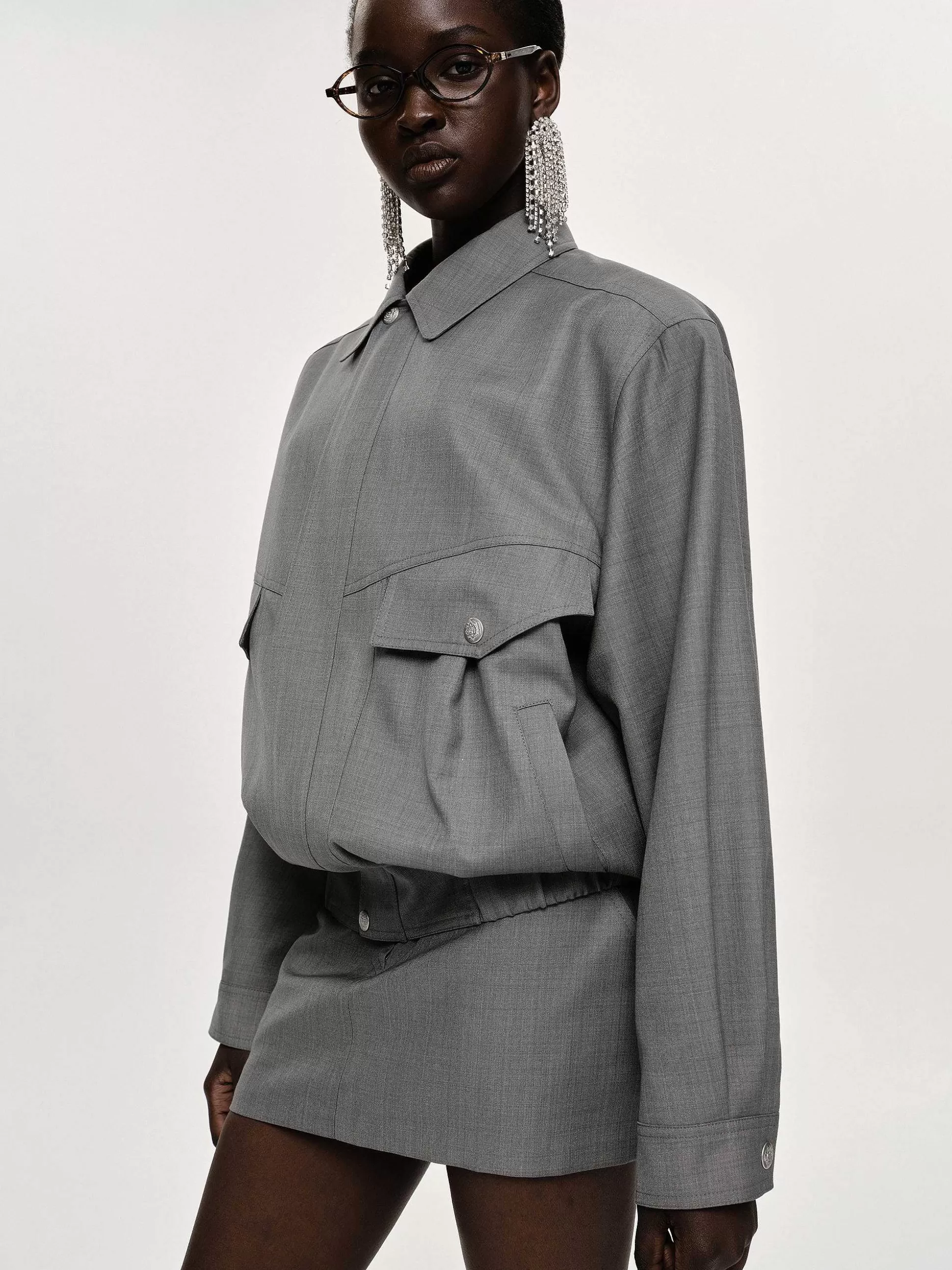 Women Source Unknown Accessories-Suit Bomber Jacket, Dove