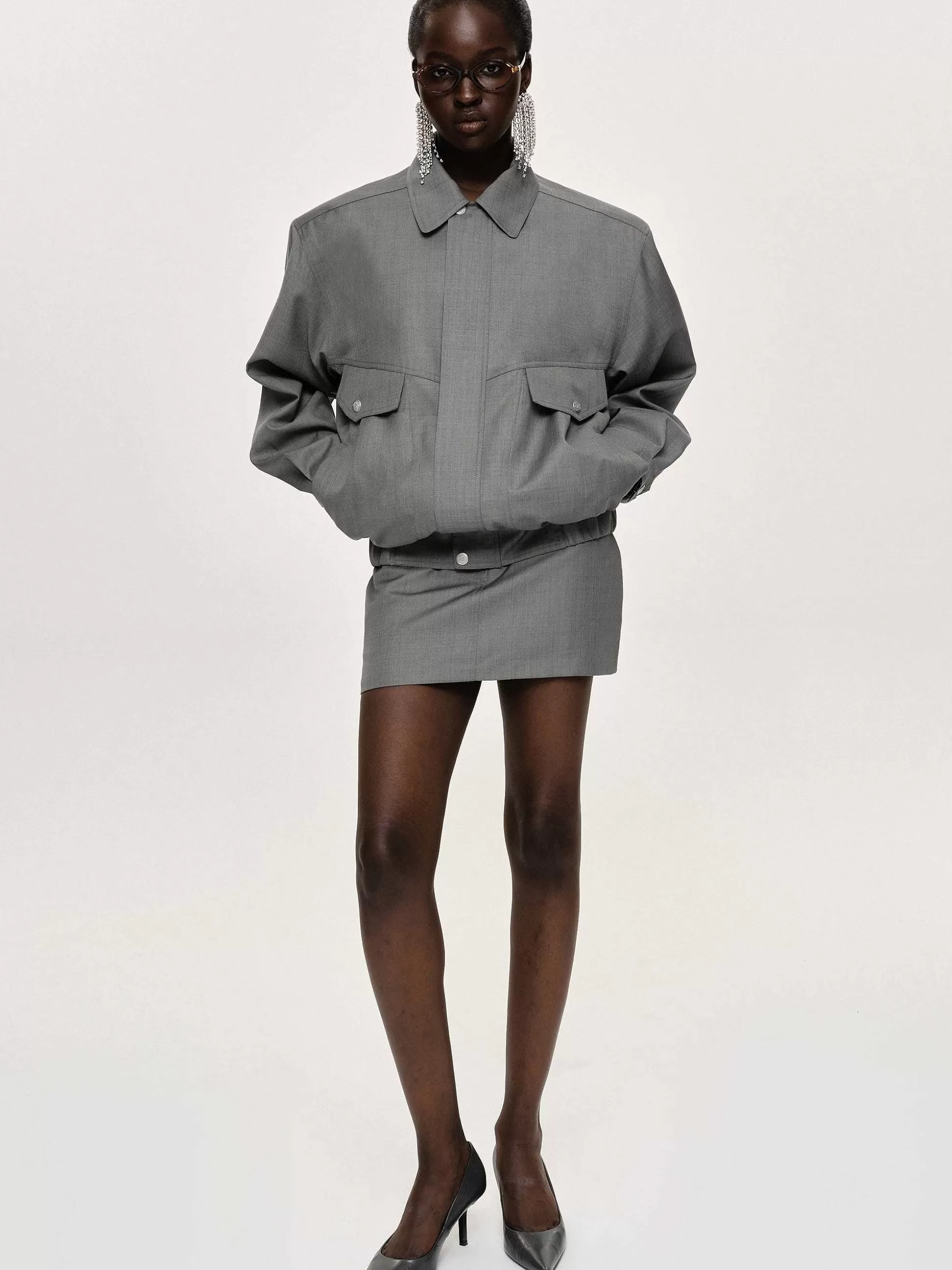 Women Source Unknown Accessories-Suit Bomber Jacket, Dove