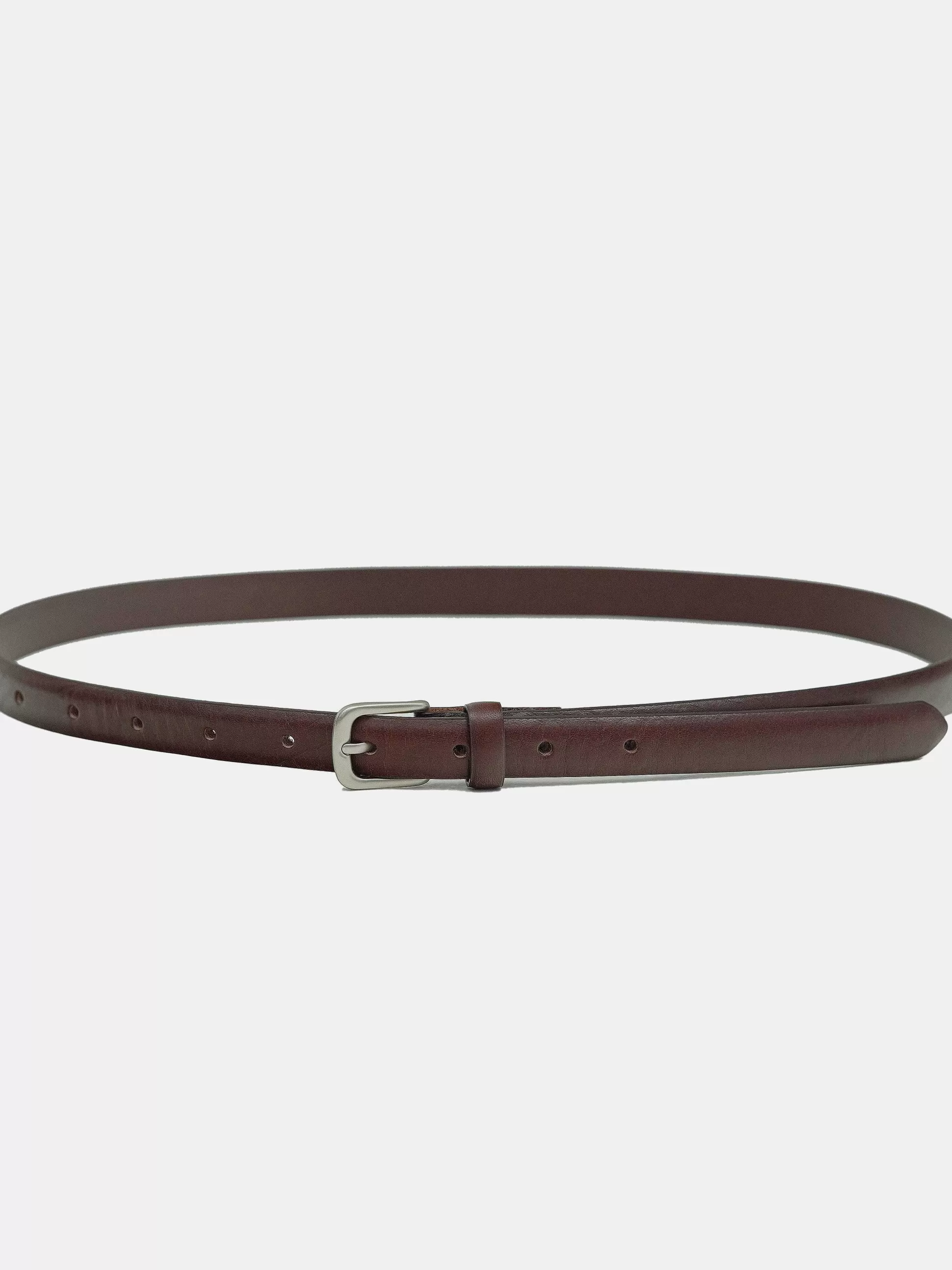 Women Source Unknown Accessories-Thin Leather Belt, Brown