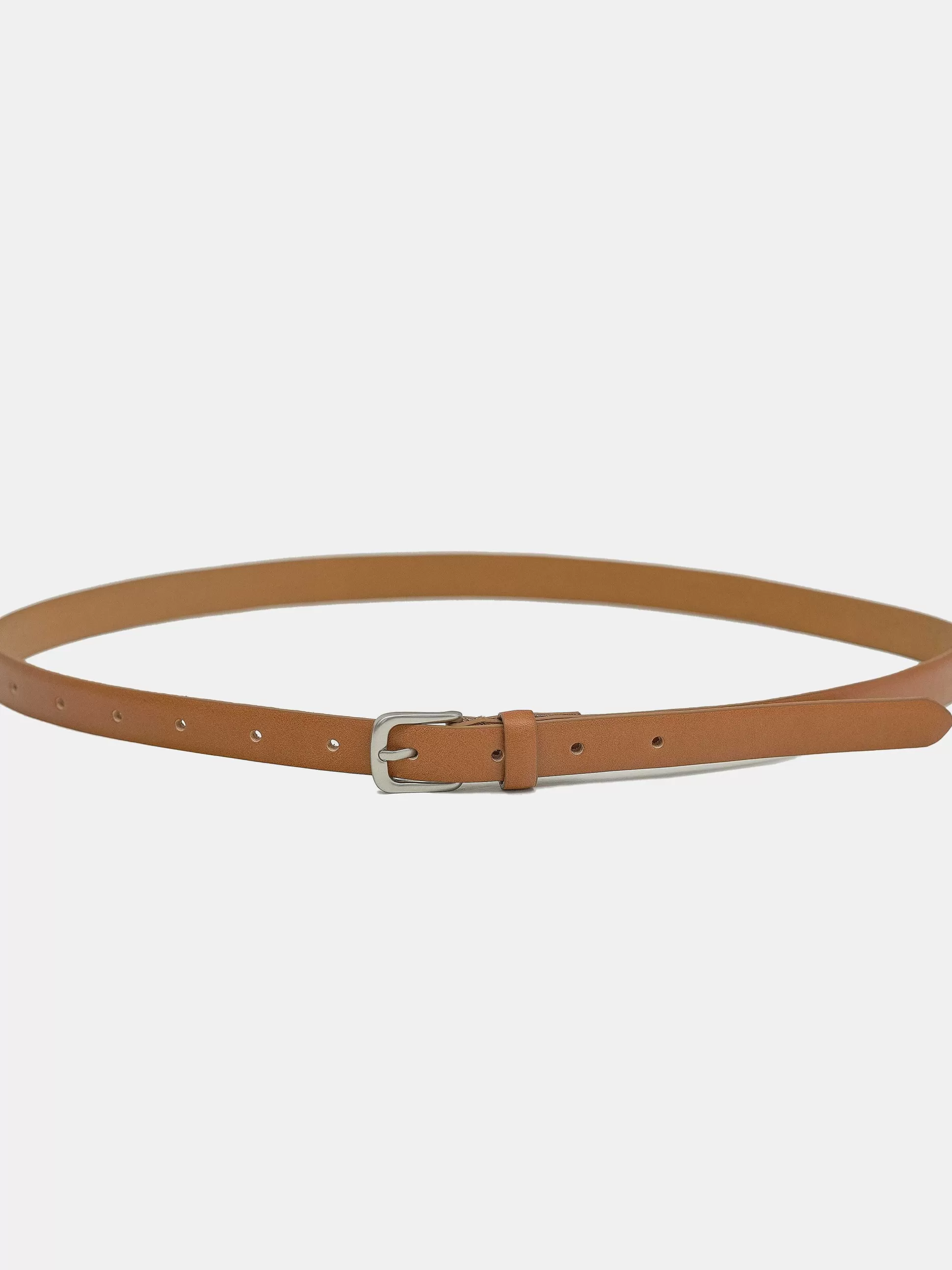 Women Source Unknown Accessories-Thin Leather Belt, Camel