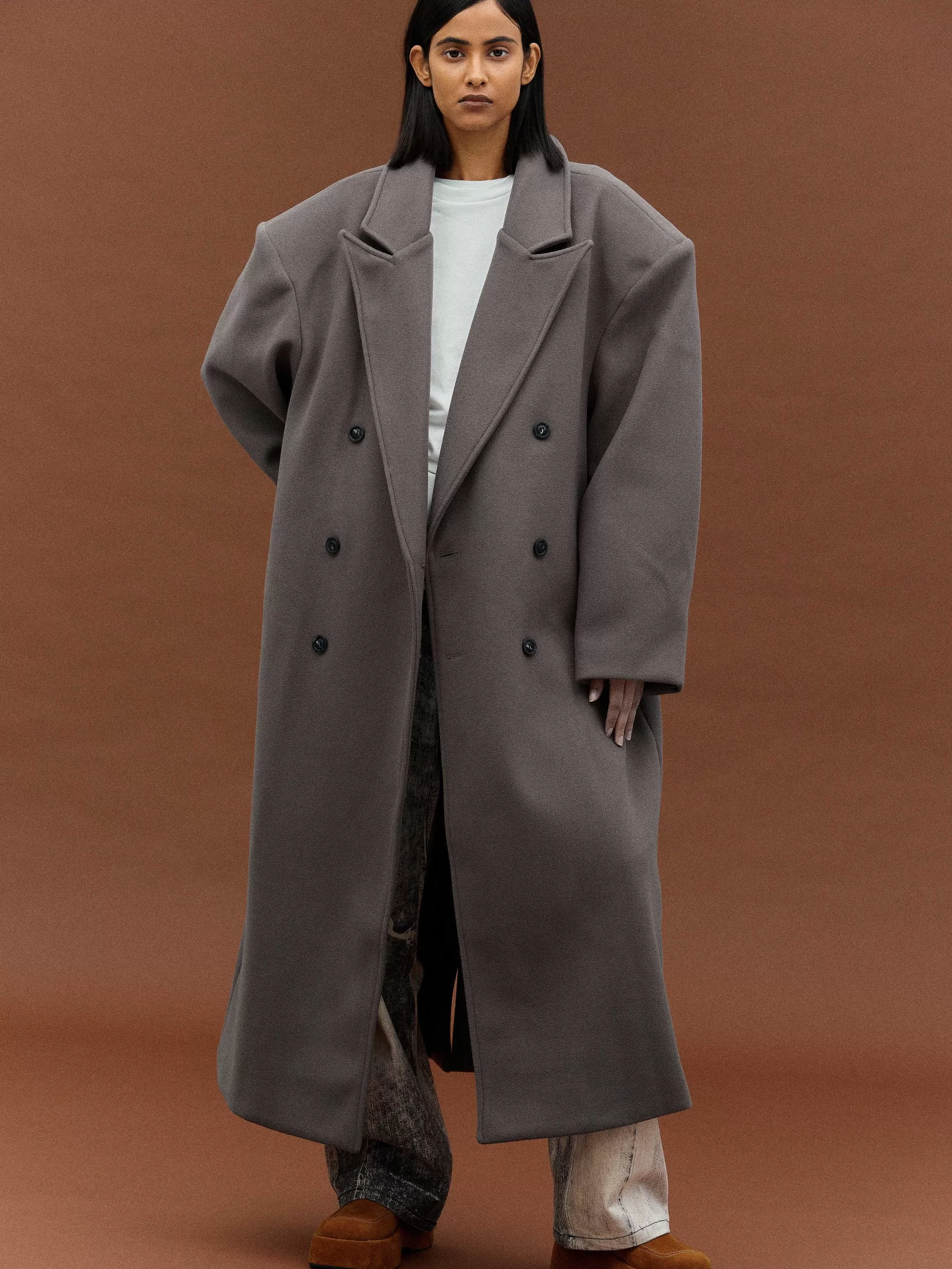 Women Source Unknown Clothing-Wallis Oversized Grandpa Coat, Grey