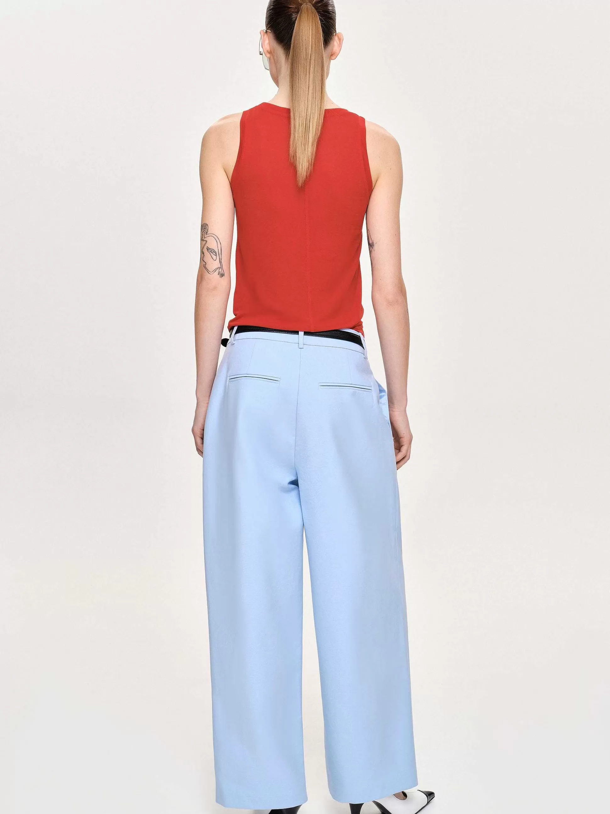Women Source Unknown Bottoms-Wide-Leg Pintuck Trousers, Ice Blue