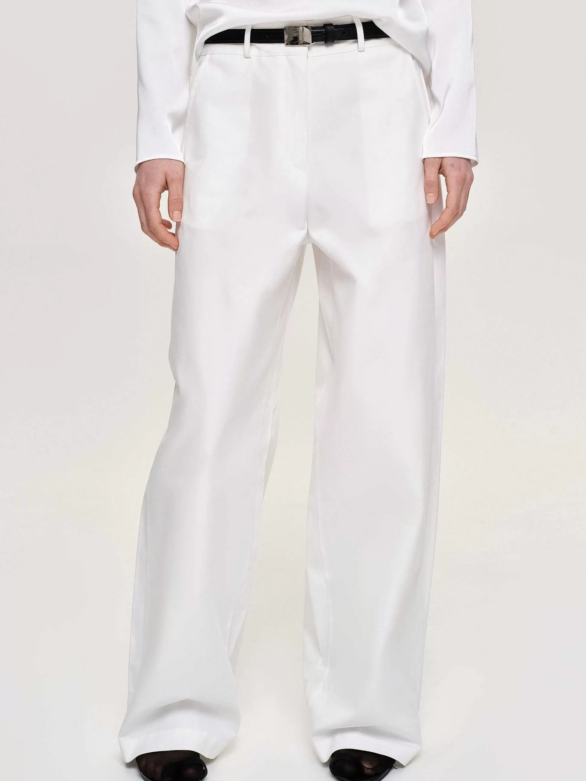 Women Source Unknown Bottoms-Wide-Leg Poplin Pants, White