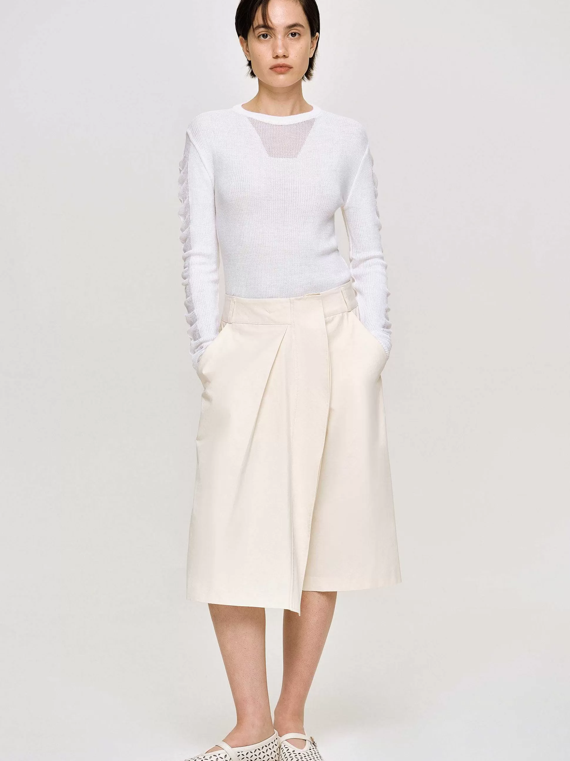 Women Source Unknown Bottoms-Wrapped Cotton Shorts, Almond