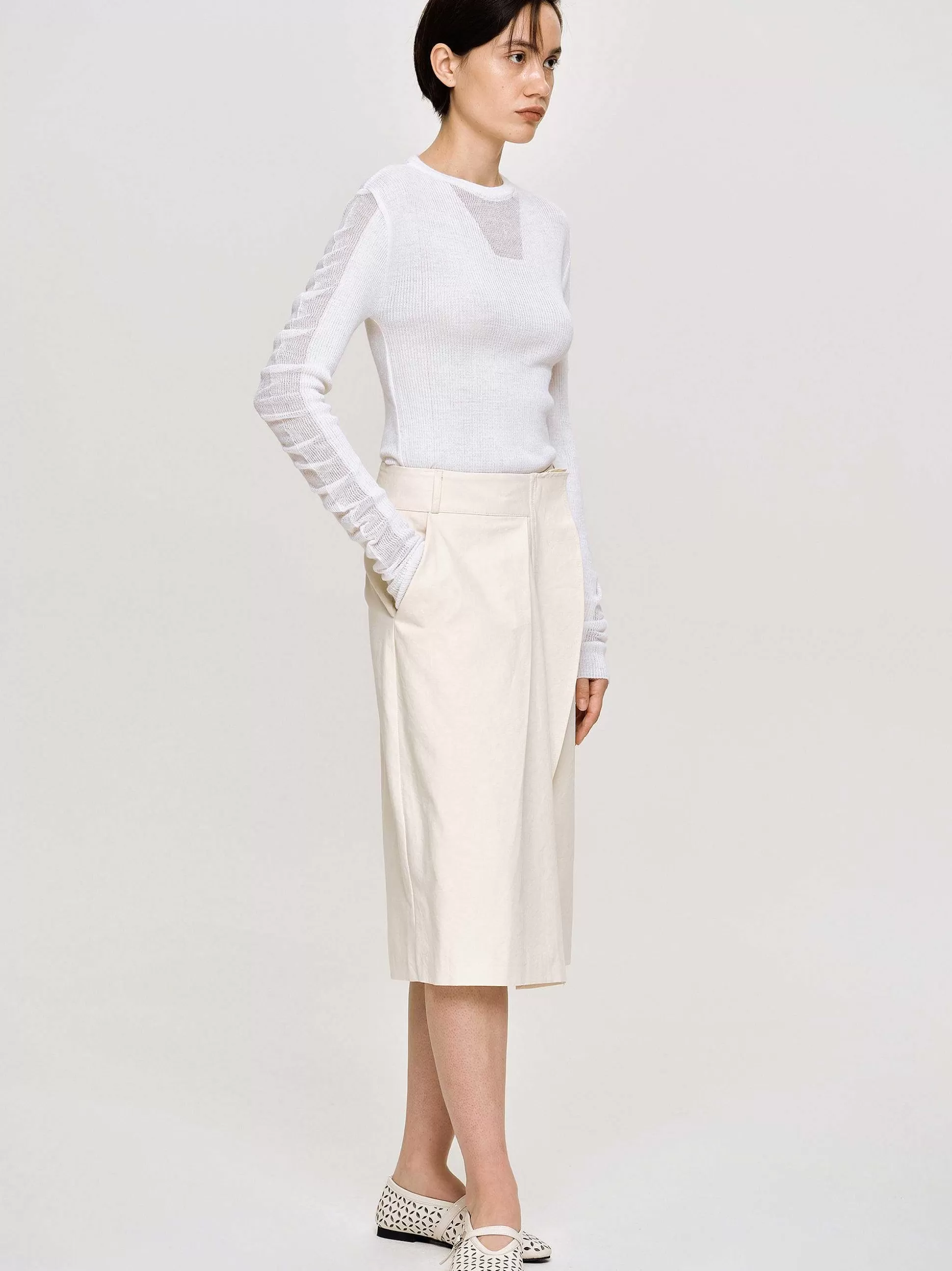 Women Source Unknown Bottoms-Wrapped Cotton Shorts, Almond